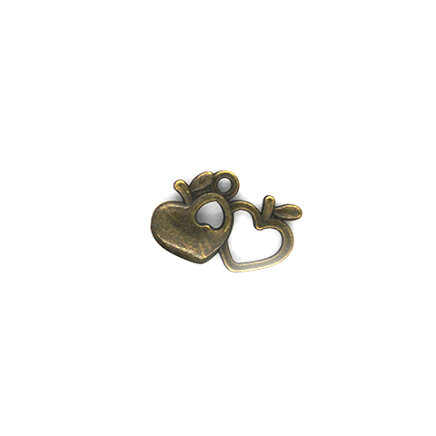 Charms, Apple Heart, Bronze, Alloy, 12mm X 18mm, Sold Per pkg of 8