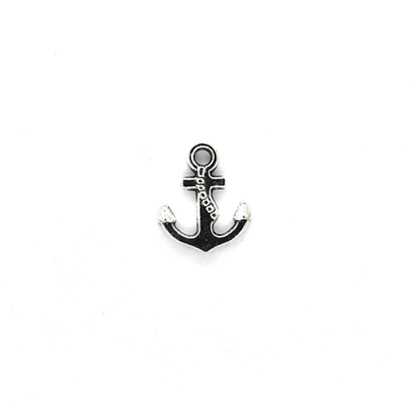 Charms, Anchor, Silver, Alloy, 16.5mm x 14mm x 1.8mm, Sold Per pkg of 10