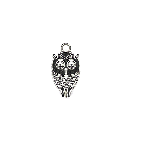 Charms, Tiny Standing Owl, Silver, Alloy, 18mm x 9mm x 2mm, Sold Per pkg of 16