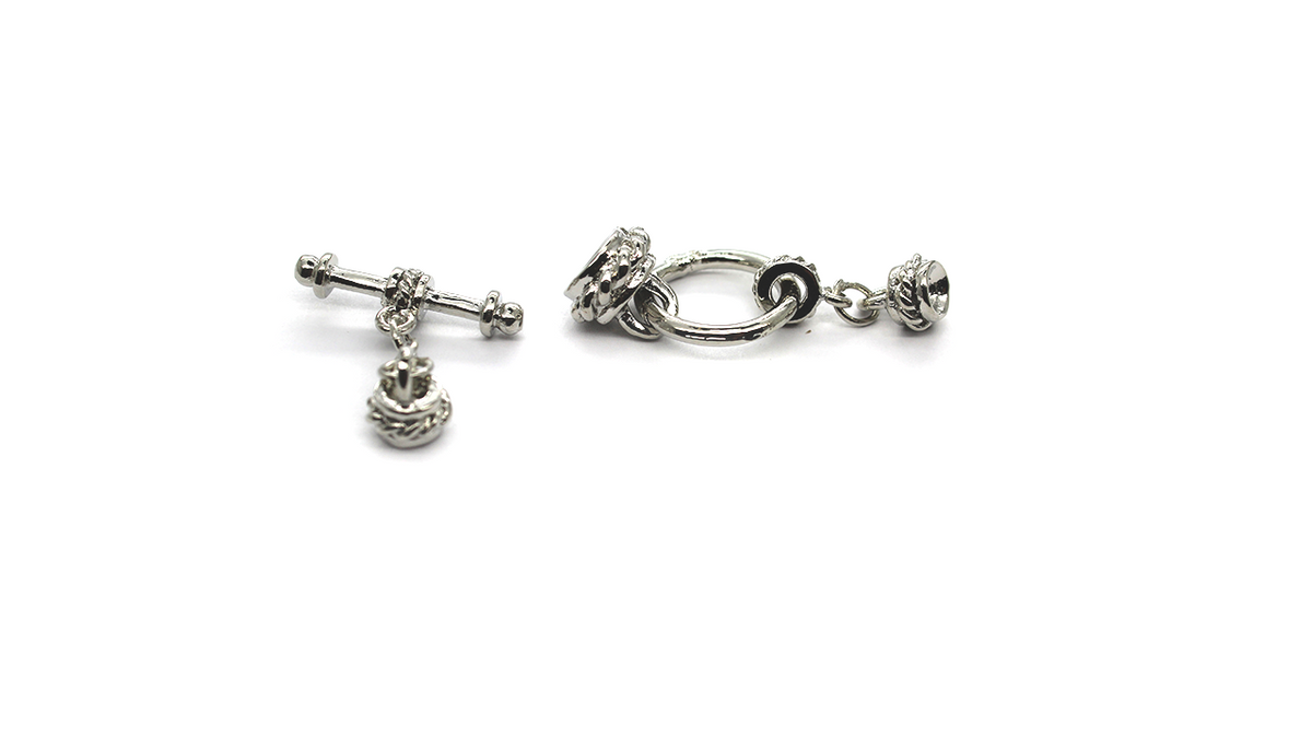 Clasp, Toggle Clasp Set, Silver, Alloy, Ring 38mmX16mm, Bar 28mmX22mm, Sold Per pkg of 1 set - Butterfly Beads