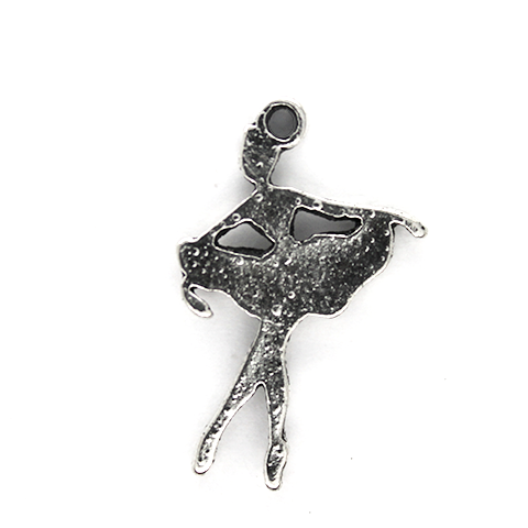 Charms, Ballerina, Silver, 21mm X 14mm X 1mm, Sold Per pkg of 5