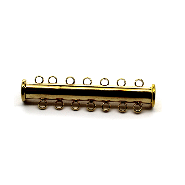 Clasp, Tube Magnetic Clasps, Gold, Alloy, 39mm x 10mm, Sold Per pkg of 1 - Butterfly Beads