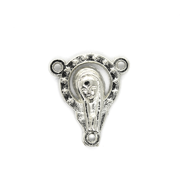 Charms, Starred Smiling Mary Madallion, Silver, Alloy, 18mm x 15mm, Sold Per pkg 6