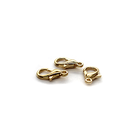 Clasp, Lobster Clasps, Gold, Alloy, 12mm x 7mm, Sold Per pkg of 12 - Butterfly Beads