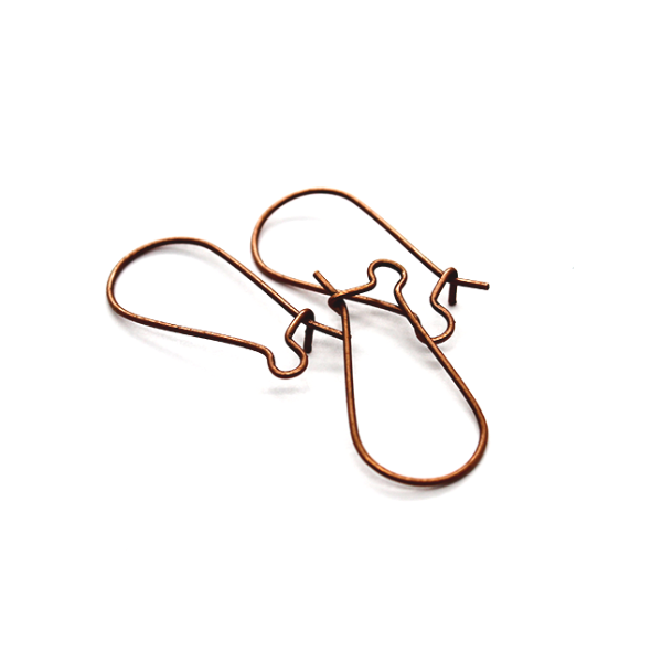 Earrings, Copper Alloy, Kidney Earwires, 24mm x 11mm, sold per pkg of 20