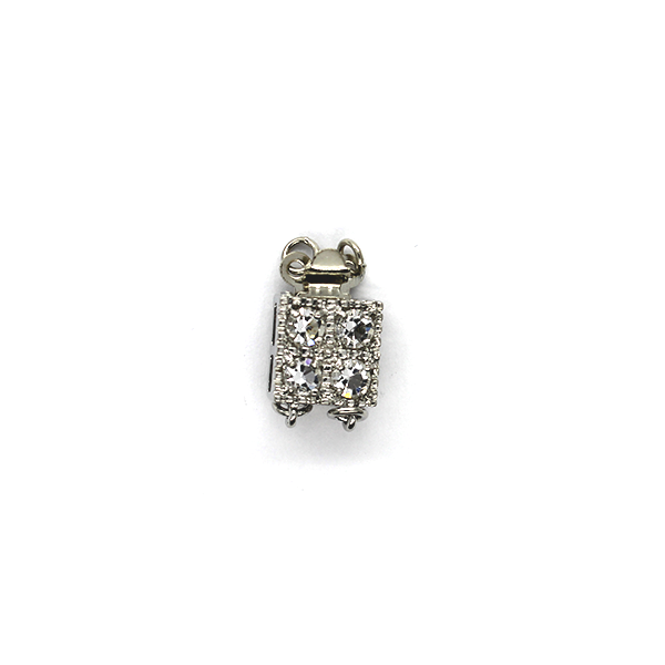 Clasp, Box Crystal Snap Clasp, Silver, Alloy, 14mm x 9mm, Sold Per pkg of 1 - Butterfly Beads