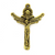 Pendant, Dual Crucifix, Gold, Alloy, 34mm x 24mm, Sold Per pkg 4