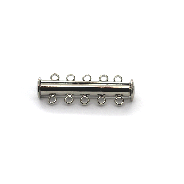 Clasp, Magnetic Slide Multi Strand Tube Clasp, 5 hole, Antique Silver, Alloy, 30mm x 10mm x 7mm, Sold Per pkg of 1 - Butterfly Beads