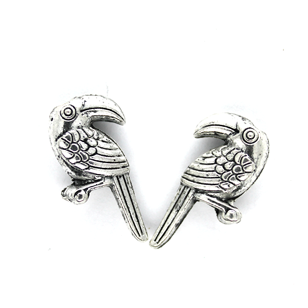 Charms, Sitting Parrot, Silver, Alloy, 20mm X 11mm, Sold Per pkg of 4