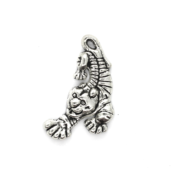 Pendants, Crawling Tiger, Silver, Alloy, 34mm x 16mm, Sold Per pkg of 2