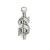 Charms, Dollar Sign, Silver, Alloy, 22mm X 8mm, Sold Per pkg of 5
