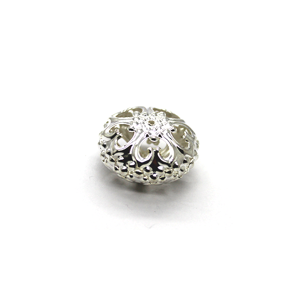 Spacers, Flower Net Ball, Alloy, Silver,12.5mm X 22.5mm, Sold Per pkg of 4 - Butterfly Beads