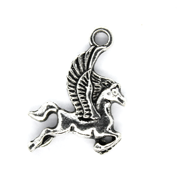 Charms, Flying Pegasus, Silver, Alloy, 21mm X 16mm Sold Per pkg of 8