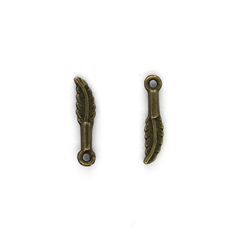 Charms, Feather, Brass, Alloy, 16mm X 4mm,Sold Per pkg of 20