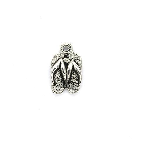 Charms, Sandy Flip Flops, Silver, Zinc Alloy, 15mm x 9mm, Sold Per pkg 10