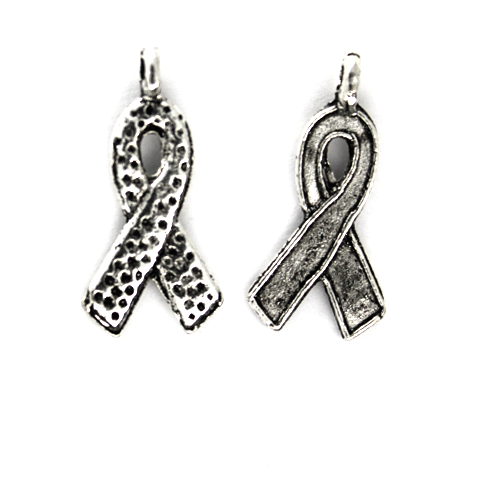 Charms,Awareness Ribbon, Silver, Alloy, 21mm X 10mm X 1mm, Sold Per pkg of 8