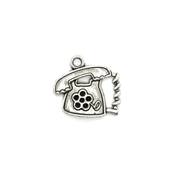 Charms, Telephone, Silver, Alloy, 17mm X 18mm, Sold Per pkg of 5