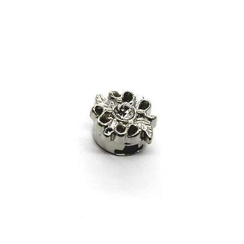 Clasp, Crystal Flower Snap Clasp, Silver, Alloy, 18mm x 11mm, Sold Per pkg of 1 - Butterfly Beads