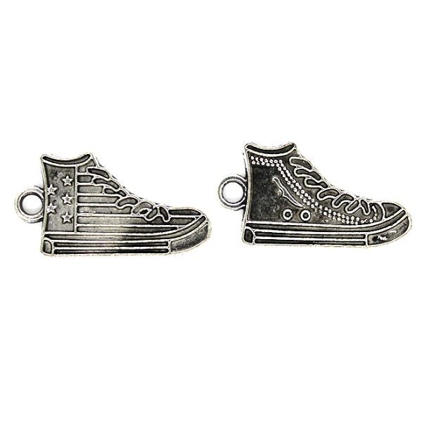 Charms, Large Skater Shoe, Silver, Alloy, 29mm X 15mm, Sold Per pkg of 5