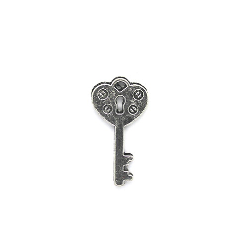 Charms, Heart Lock Key, Silver, Alloy, 21mm x 11mm x, Sold Per pkg 5