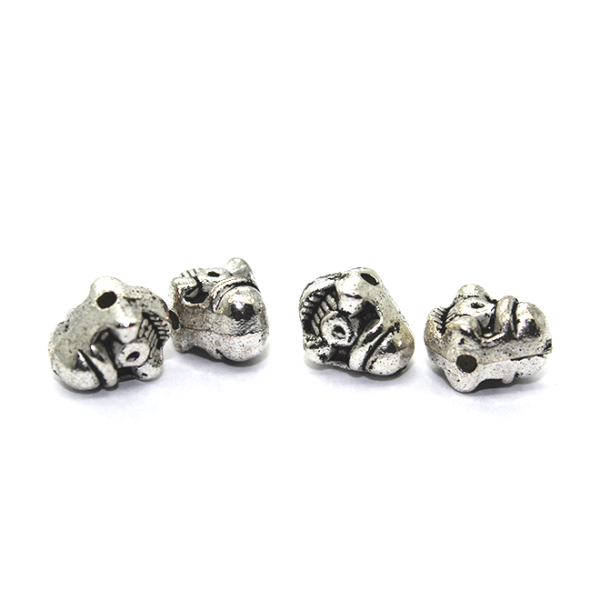 Spacers, Gorilla Face Spacer, Alloy, Silver, 8mm X 6mm, Sold Per pkg of 8 - Butterfly Beads
