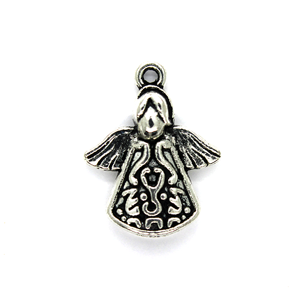 Charms, Hovering Angel, Silver, Alloy, 20mm x 16mm x 4mm, Sold Per pkg 3