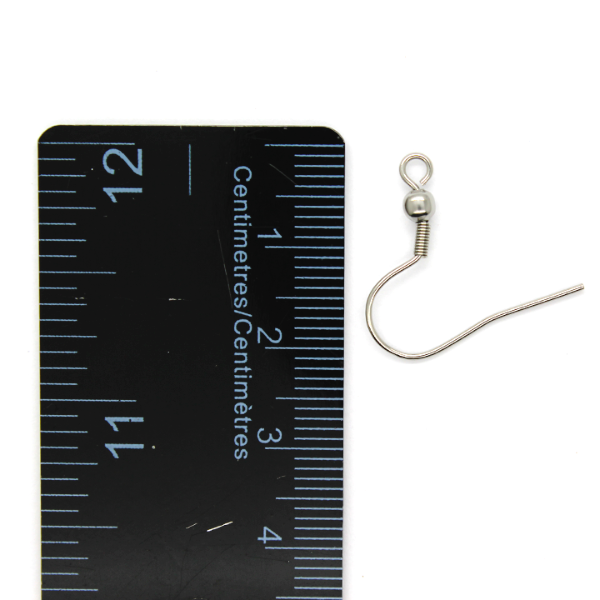 Earrings, Silver, Stainless Steel, Shepherd Hook with Ball, 20mm x 11mm, sold per pkg of 30