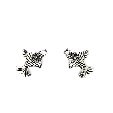 Charms, Scale Fish, Silver, Alloy, 50mm x 15mm, Sold Per pkg of 12