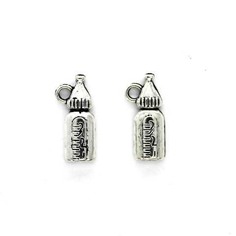 Charms, Baby Bottle Thermos, Silver, Alloy, 16mm X 7mm, Sold Per pkg of 8