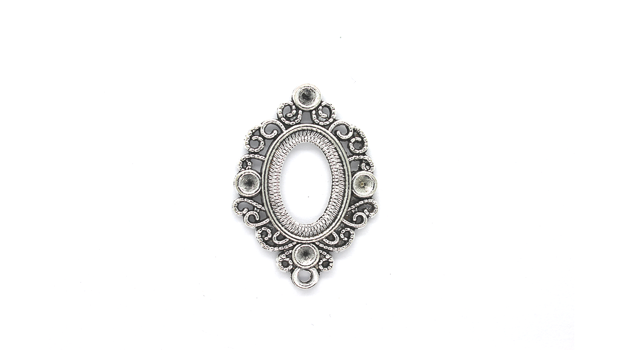 Pendants, Classical Frame, Silver, Alloy, 35mm X 25mm, Sold Per pkg of 2