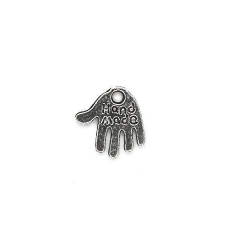 Charms, Handmade Hand, Silver, Alloy, 12mm x 11mm, Sold Per pkg 14