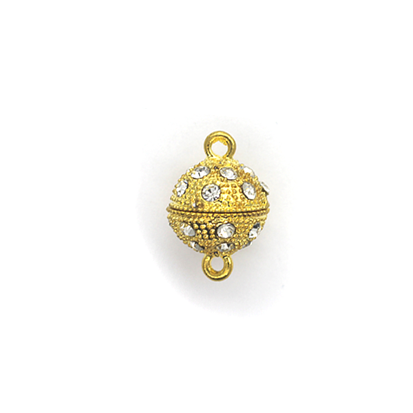 Clasp, Rhinestone Magnetic Sphere Clasp, Gold, Alloy, 22mm x 15mm,  Sold Per pkg of 1 - Butterfly Beads
