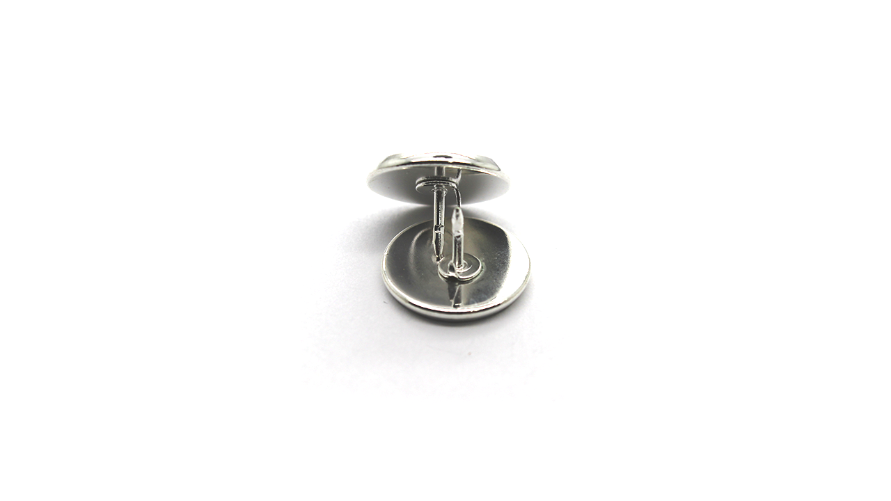 Earrings, Silver, Alloy, Earnut Stud Base, 9mm x 16mm, sold per pkg of 2