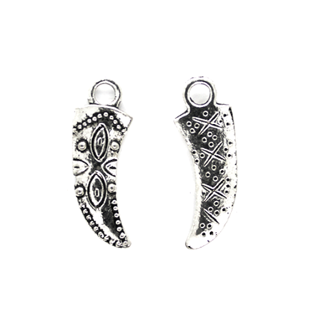 Charms,Embrioded Sword Sheath, Silver, Alloy, 28mm X 10mm, Sold Per pkg of 4