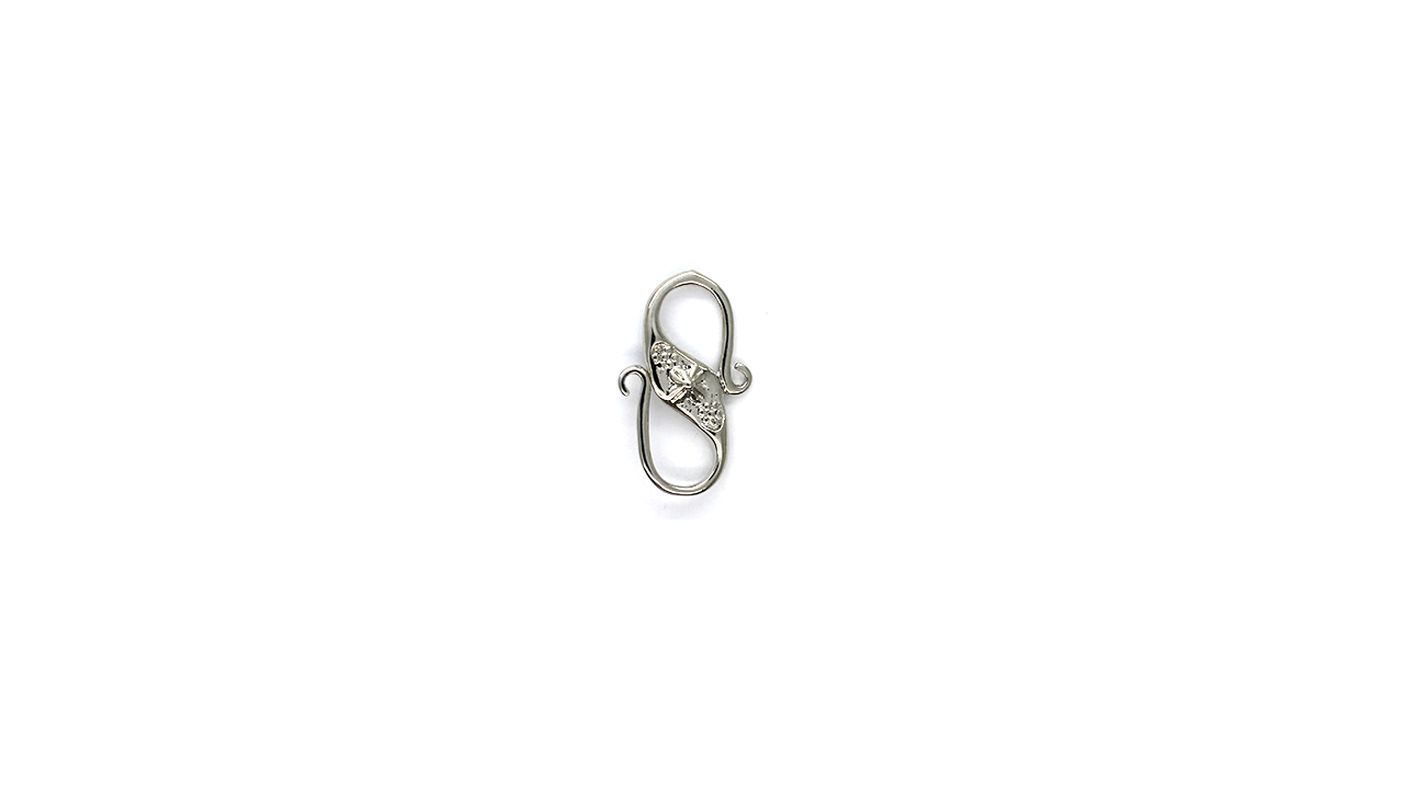 Clasp, S-Clasp, Alloy (Nickel Free), Silver, 25mm x 15mm, Sold Per pkg of 1 - Butterfly Beads