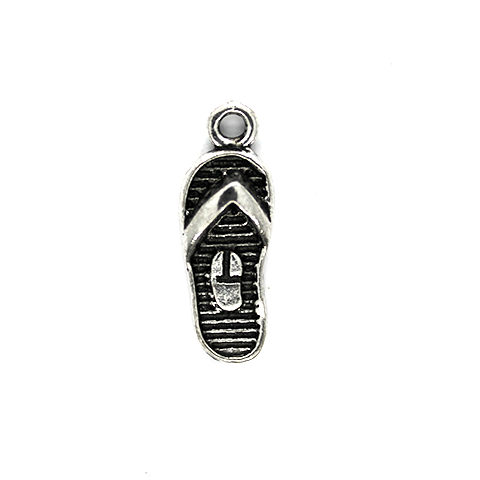 Charms, Flip Flop, Silver, Alloy, 22mm X 8mm, Sold Per pkg of 6