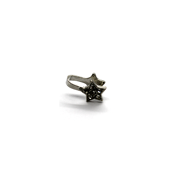 Bails, Crystallized Star Pinch Bail, Silver, Brass, 13mm x 9mm, Sold Per pkg of 1 - Butterfly Beads