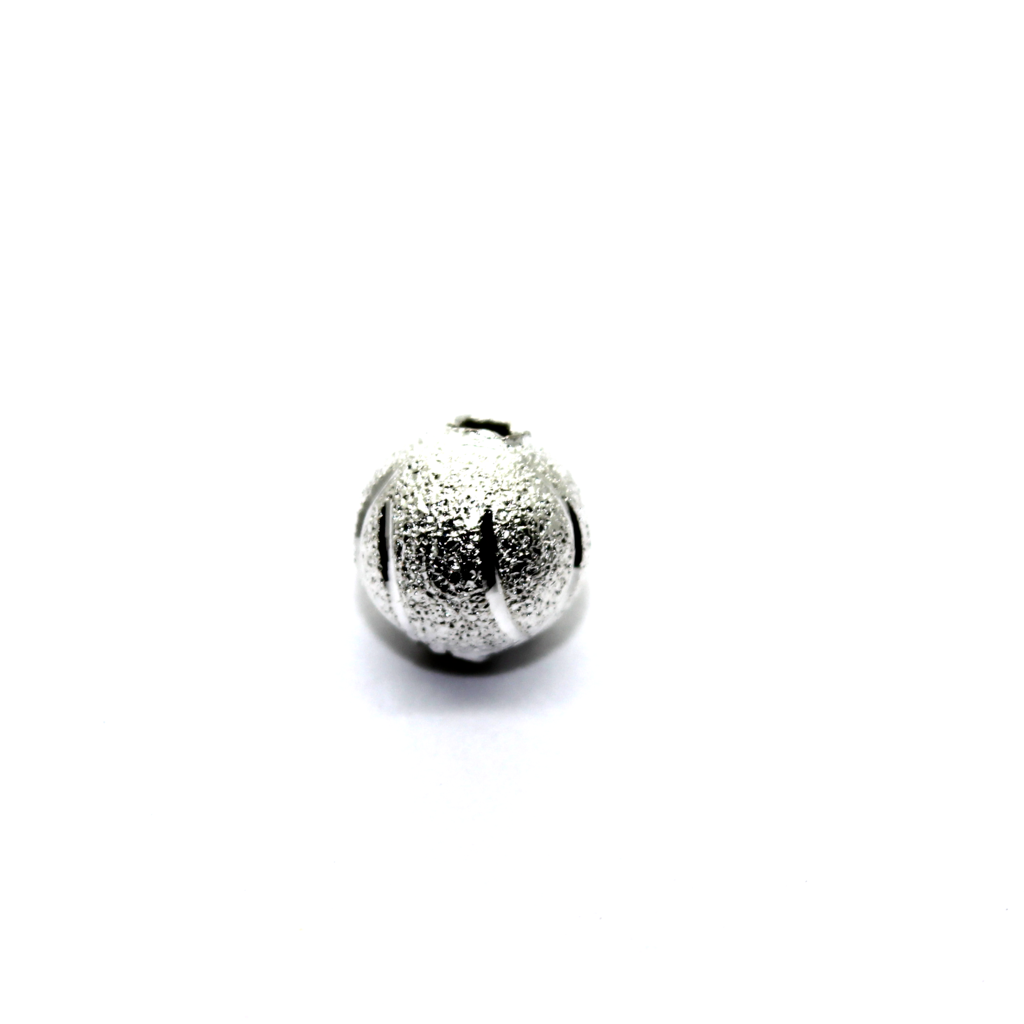 Spacers, Shiny Lined Ball Spacer, Alloy, Silver, 8mm X 8mm X 8mm, Sold Per pkg of 8