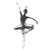 Pendants, Posing Ballerina, Silver, Alloy, 68mm x 35mm, Sold Per pkg of 2
