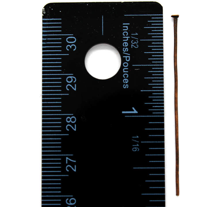 Flat Head Pins, Copper Alloy, 1.75 inch, 20 Gauge
