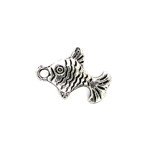 Charms, Scale Fish, Silver, Alloy, 50mm x 15mm, Sold Per pkg of 12