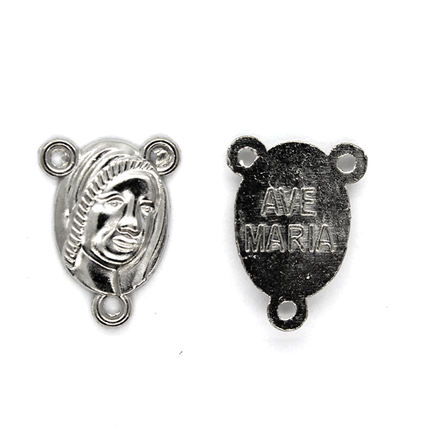 Charms, Rosary Centerpiece, Silver, Alloy, 18mm x 13mm, Sold Per pkg 6