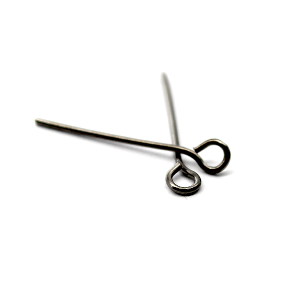 Eye Pins, Gunmetal(Dull), Alloy, 1.18 inches, 21 Gauge, Approx 91 pcs/bag