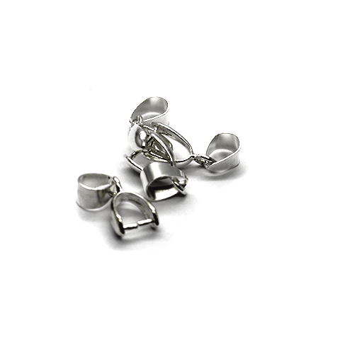 Bails, Pinch Bails, Silver, Alloy, 11mm x 7mm, Sold Per pkg of 4 - Butterfly Beads