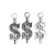 Charms, Dollar Sign, Silver, Alloy, 22mm X 8mm, Sold Per pkg of 5