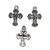 Pendant, Dual Bottoni Cross, Silver, Alloy, 18mm x 13mm x 1mm, Sold Per pkg 8