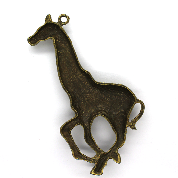 Pendants, Spotted Large Giraffe, Brass, Brass, 83mm x 43mm, Sold Per pkg of 1