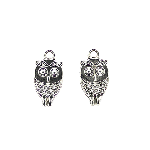 Charms, Tiny Standing Owl, Silver, Alloy, 18mm x 9mm x 2mm, Sold Per pkg of 16
