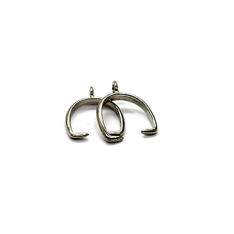 Bails, Pinch Bails, Silver, Alloy, 15mm x 12mm, Sold Per pkg of 2 - Butterfly Beads
