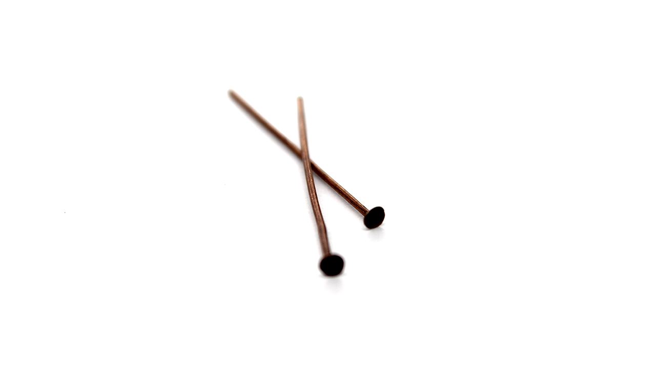 Flat Head Pins, Copper Alloy, 1.20inch, 21 Gauge